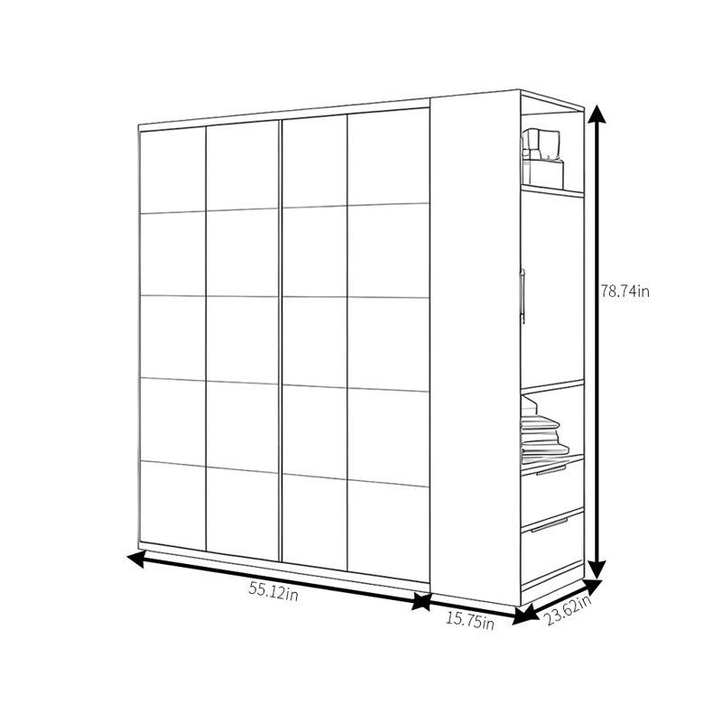 Manzano, H 78,74 po x l 70,87 po x P 23,62 po