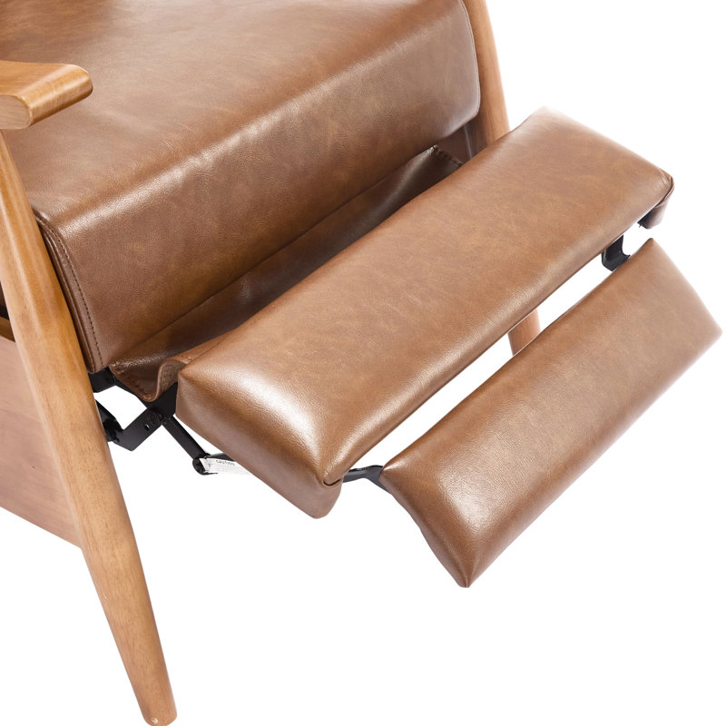 Fauteuil inclinable pour la maison - Fauteuil inclinable réglable avec revêtement en bois massif, Marron clair