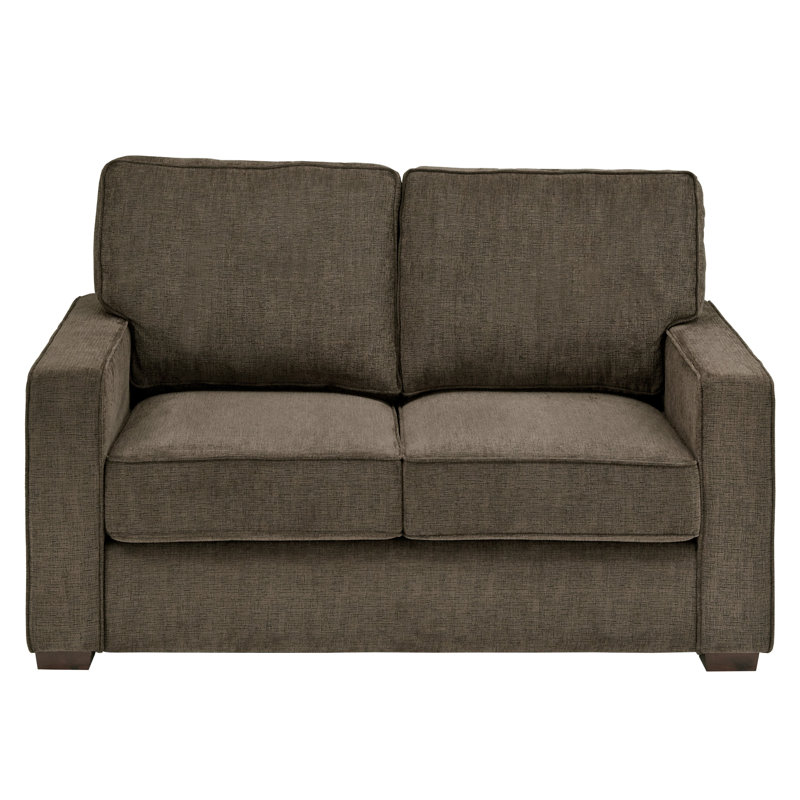 Causeuse à accoudoirs carrés rembourrés en tissu moderne Beale, Chenille brun