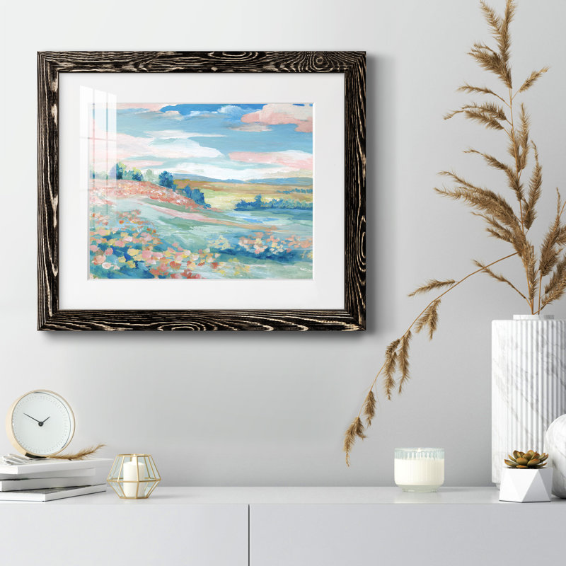 Vue pastorale - Peinture encadrée, H 20 po x l 17 po x P 1,5 po, Cadre noir