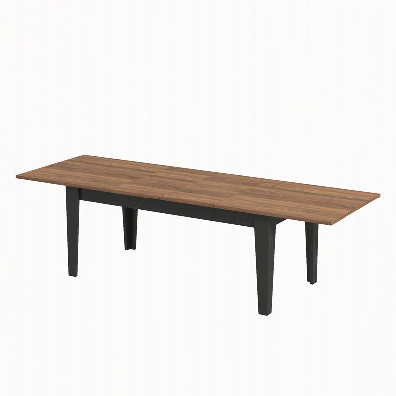 Large Extendable Kitchen Table, 106-Inch Versatile Dining Table, Walnut / Black