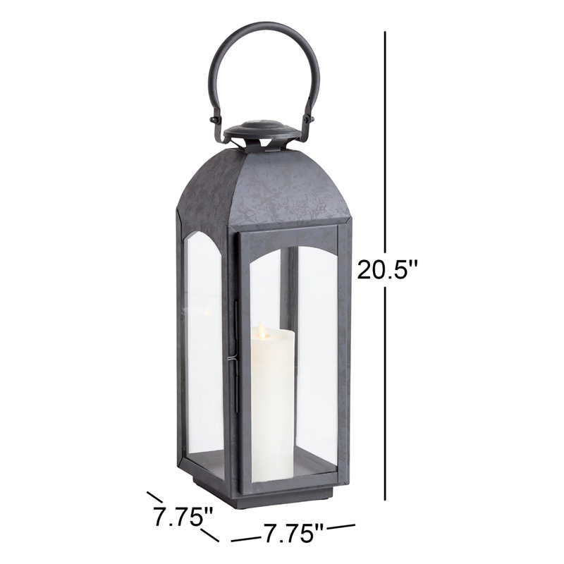 Furlane Lantern, Gray, 20.5" H x 7.75" W x 7.75" D