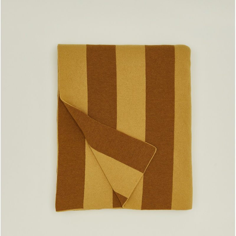 Simple Striped Throw Blanket, Mustard/Bronze