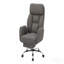 Fauteuil de bureau, hauteur réglable, accoudoirs, ergonomique, pivotant, bureau d'ordinateur, bureau, aspect cuir gris foncé, métal chromé, contemporain, moderne