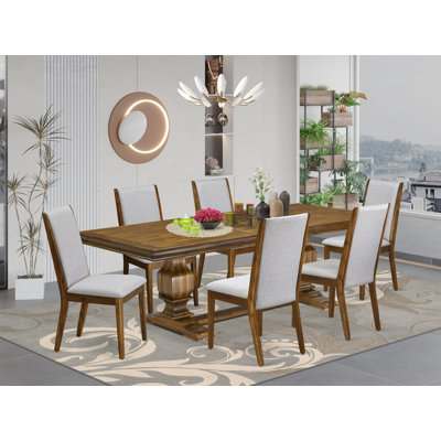 5 Pieces Modern Dining Set Includes a Rectangular Kitchen Table and 4 Linen Fabric Dining Chairs with legs - (Finish Option).