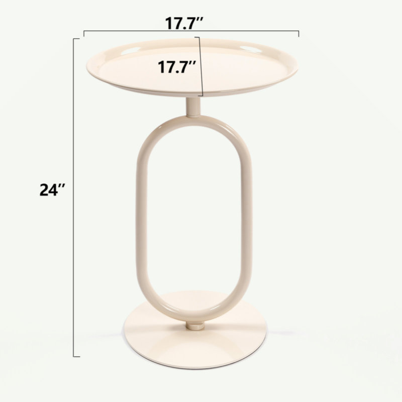 Lantern-shaped Metal Coffee Table, Cream White, 24" H x 17.7" L x 17.7" W