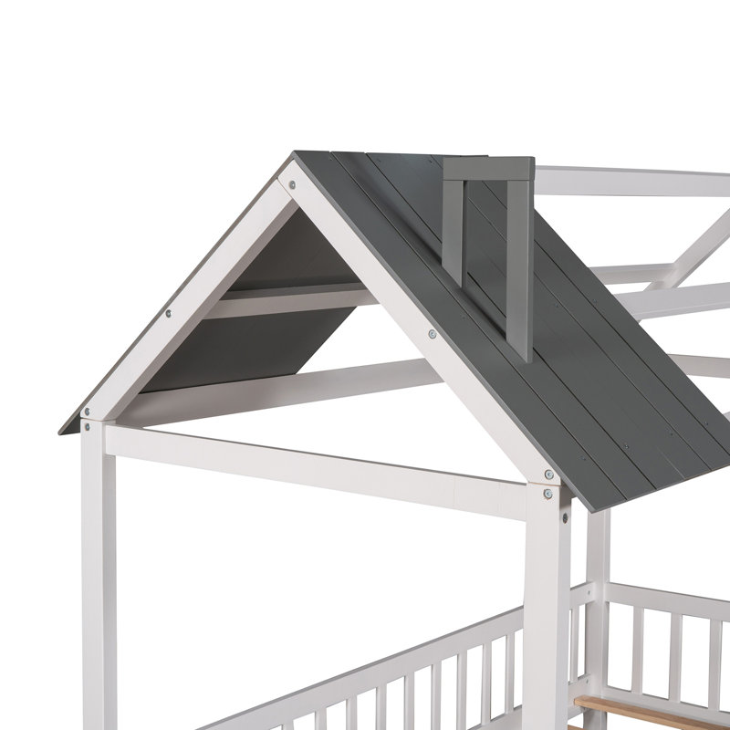 Lit simple en bois avec clôture, blanc