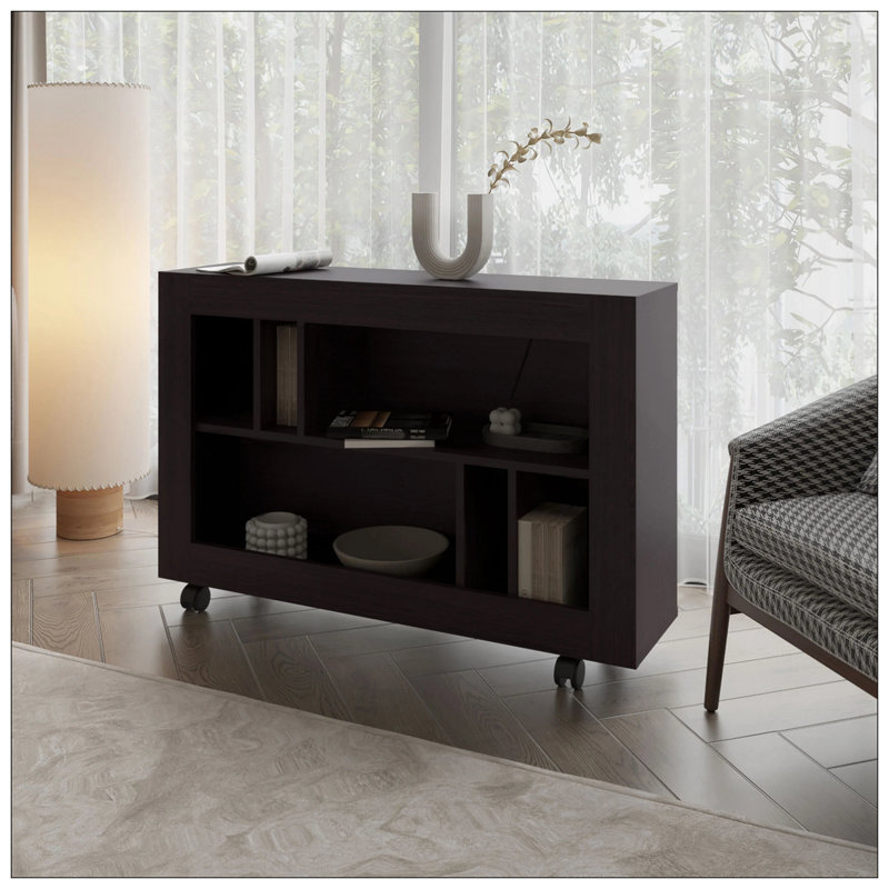 Console Wengue en mélamine avec rangement ouvert