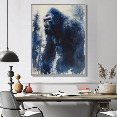 Blue Grey Mythic Majesty Winter Bigfoot - Bigfoot Wall Art Print