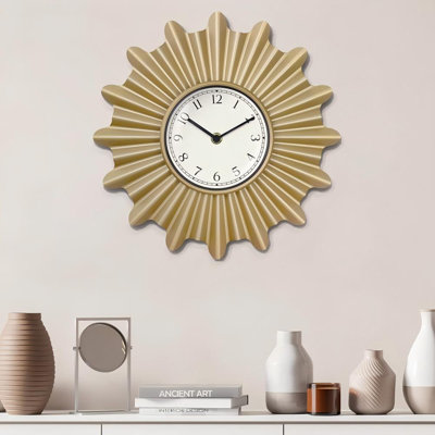 Horloge murale Mid Century Modern Starburst, horloge murale en métal Minimalist