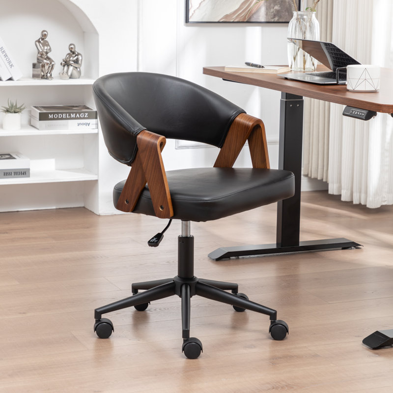 Martha Faux Leather Swivel Office Chair, Black