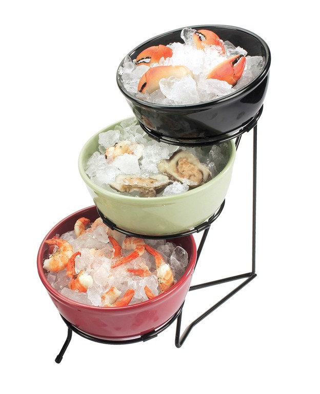 Black Metal Three Tier Round Bowl Display Stand