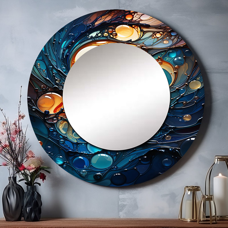 «Fluid Spiral II», miroir mural unique en spirale abstraite, 29 po x 29 po