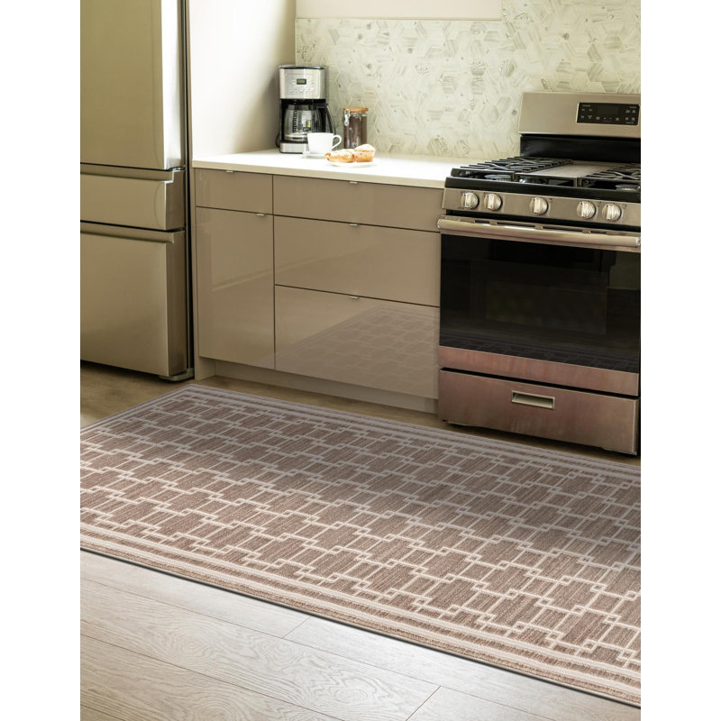 Tapis de couloir contemporain de couleur beige Ogorman, Tapis de couloir 2 pi x 8 pi