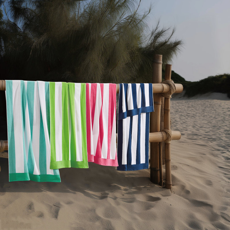 Oceanfront Resort Cabana Stripe 2 Pack Beach Towels, Turquoise/Pink