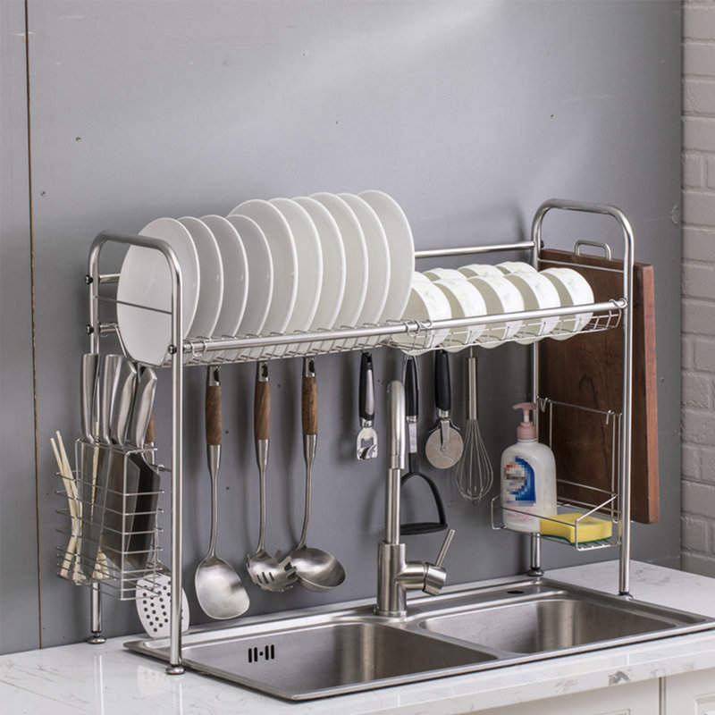 Adjustable Stainless Steel Over The Sink Dish Rack, 31.5"H x 24.4" W x 10" D