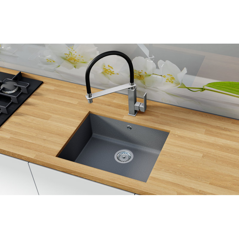 Myles Single Bowl Undermount Kitchen Sink, Light Conrete 