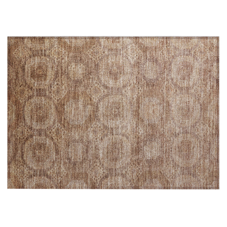Machine Washable Indoor/Outdoor Xhevrie Copper Rug