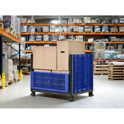 Contenant en vrac fabriqué avec des murs en maille d'une capacité de 600 lb, 4 portes empilables et des portes d'accès latéral