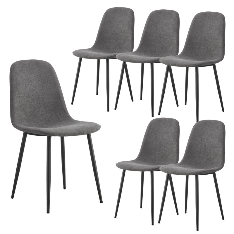 Ensemble de salle à manger 7 pièces moderne et industriel avec base en métal et chaises rembourrées, Ensemble repas 7 pièces
