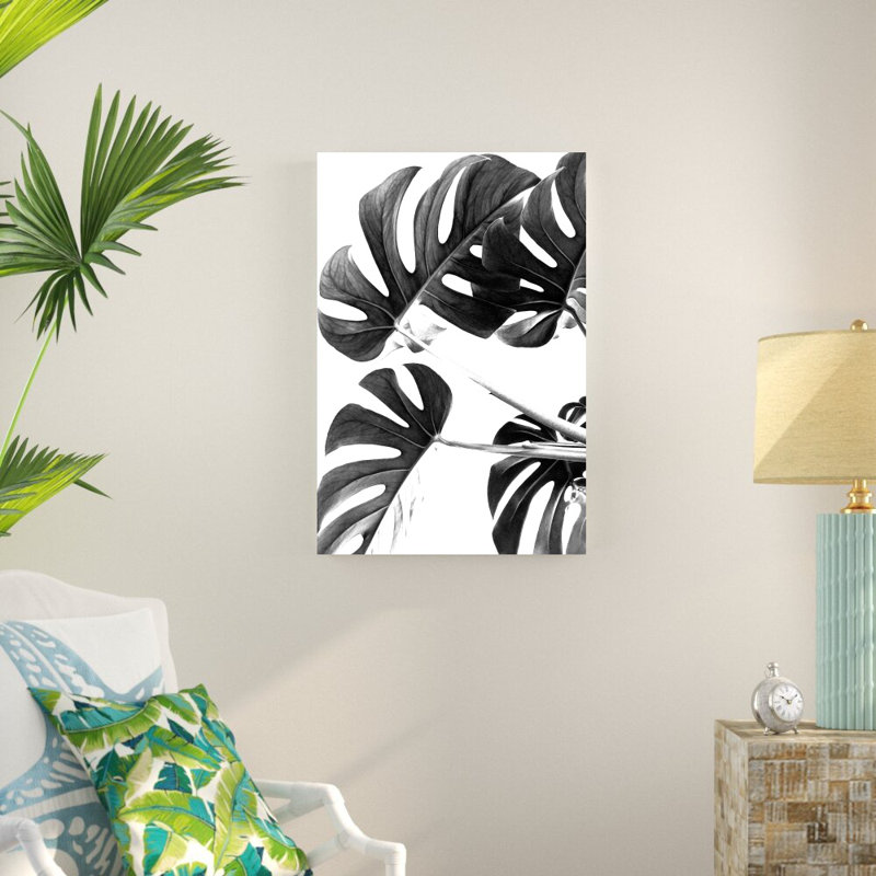 " Black And White Monstera ", 36" H x 24" W