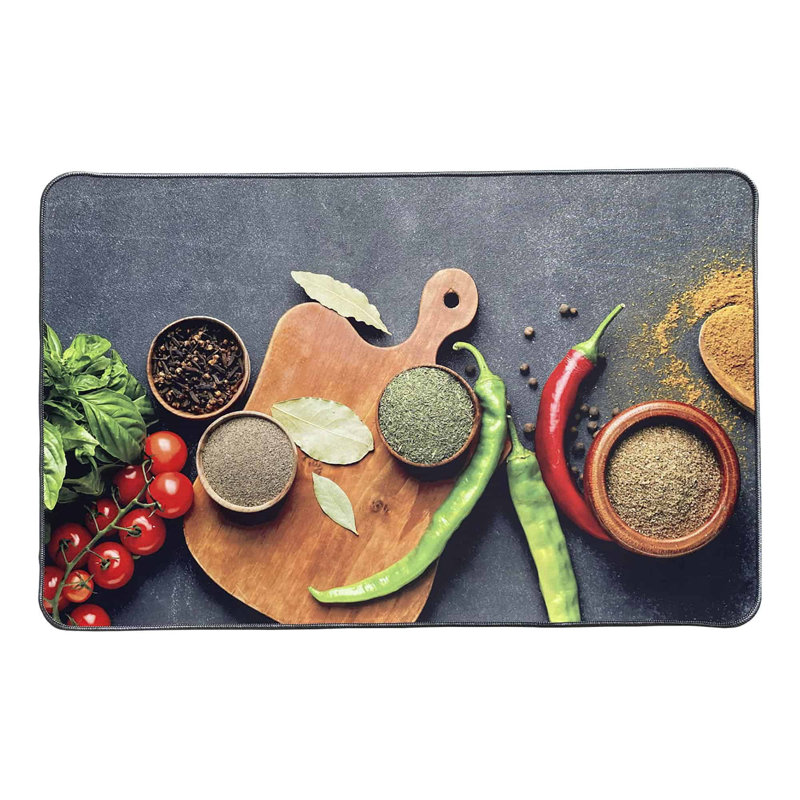 Tapis de cuisine décoratif avec motif d'herbes fraîches et d'épices, 20 po x 32 po