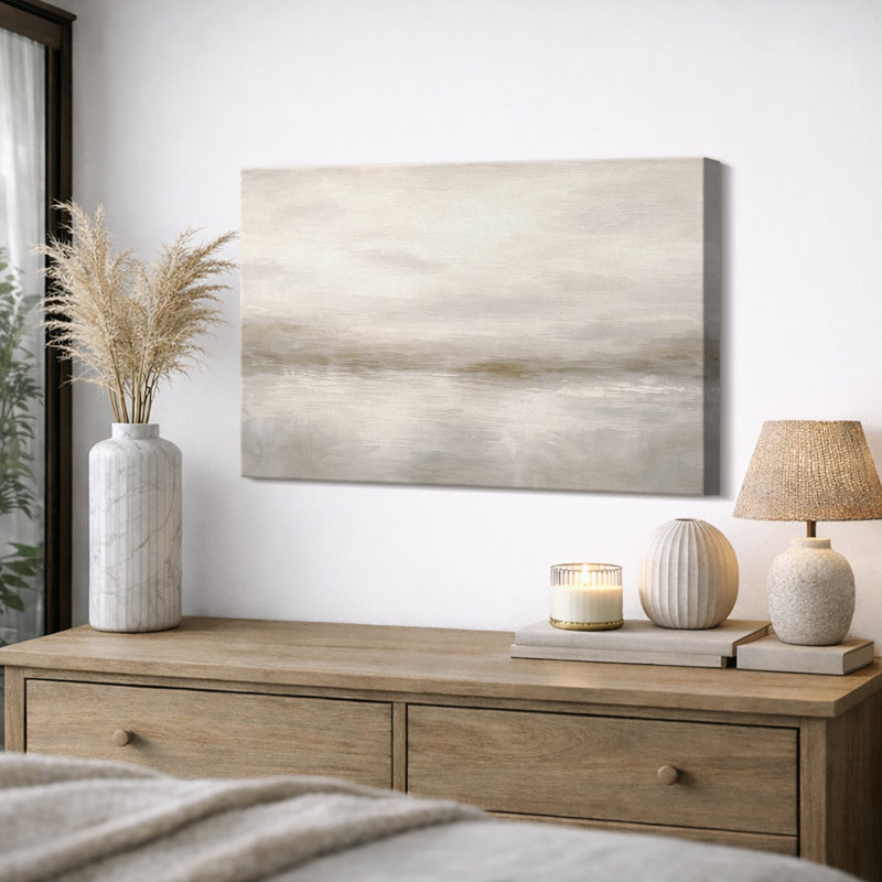 «Minimalist Neutral Landscape Art», images de chambre à coucher, impression sur toile encadrée, H 24 po x l 36 po x P 1,5 po