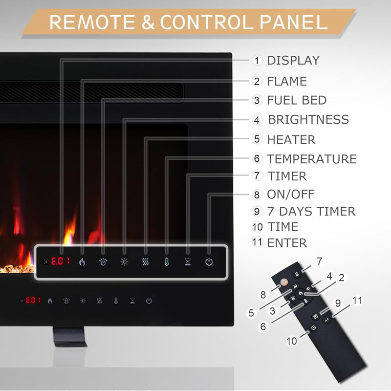 FLAMEKO Winslow Wall Mounted/Media Wall/Free Standing Fireplace With Realistic Flame Effect Heater 9 Colour Flame Effect