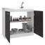 Évier utilitaire sur pied avec motif noir et blanc, évier intégré et grand espace de rangement, pour robinetterie de bureau à domicile, meuble à deux portes, cuisine