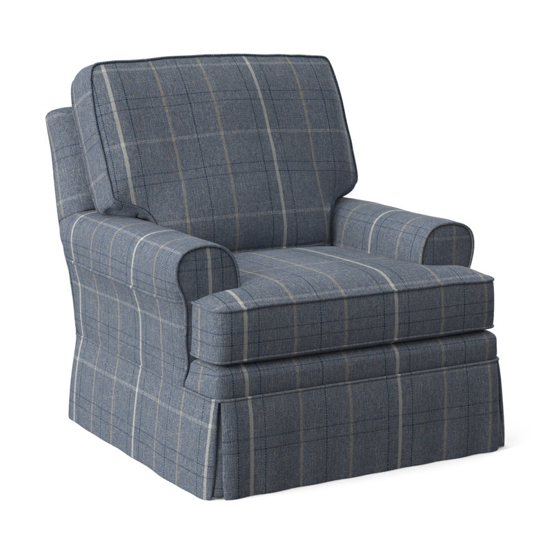 Belmont Upholstered Swivel Armchair, Blue/Beige Stripe; 0209-61
