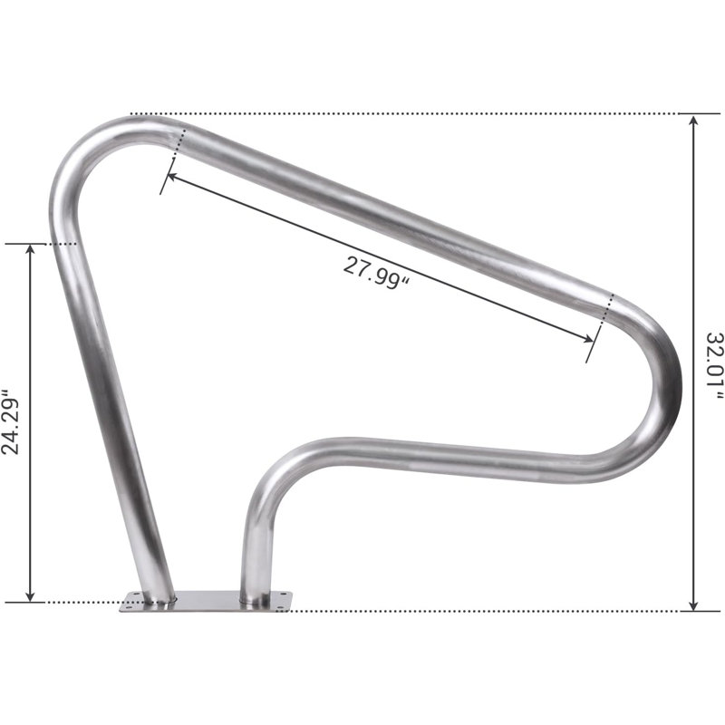 Pool Handrail 39"X 32" Swimming Pool Rail 304 Stainless Steel 250LBS Load Capacity Rustproof Pool Handrail