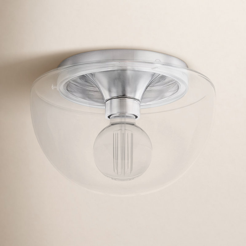 Plafonnier encastré 1 lumière Alexi, Nickel poli, H 9,5 po x l 13,75 po x P 13,75 po