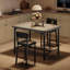 Ensemble de table de salle à manger Garvee pour 2 personnes avec repose-pieds et protecteur d'angle, ensemble de table de cuisine 3 pièces avec dossier, table à hauteur de comptoir avec 2 tabourets de bar rembourrés pour la salle à manger, appartement-385404417