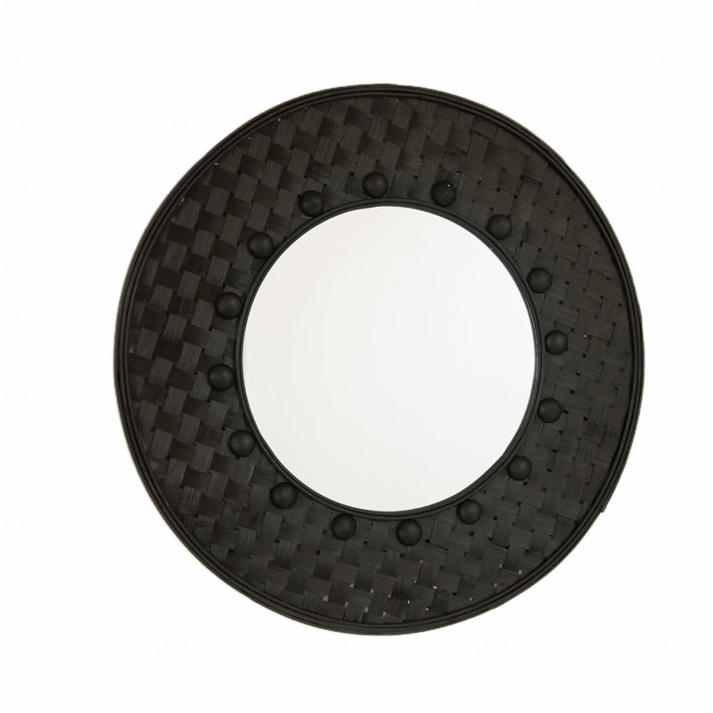 Miroir, miroir rond en bambou tissé à la main