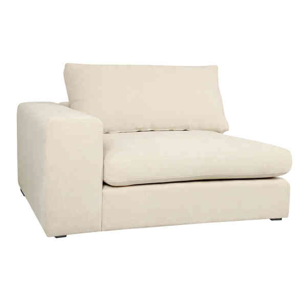Ojai 50" Wide One Arm Chair, Cream Plainweave