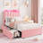 LED Upholstered Platform Bed with Storage Drawers & Wavy Headboard, No Box Spring Needed-1027090775-1027090770