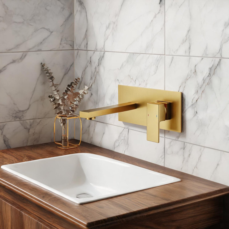 Robinet de lavabo en or brossé avec robinet de salle de bain, fabrication en laiton, fabrication en métal