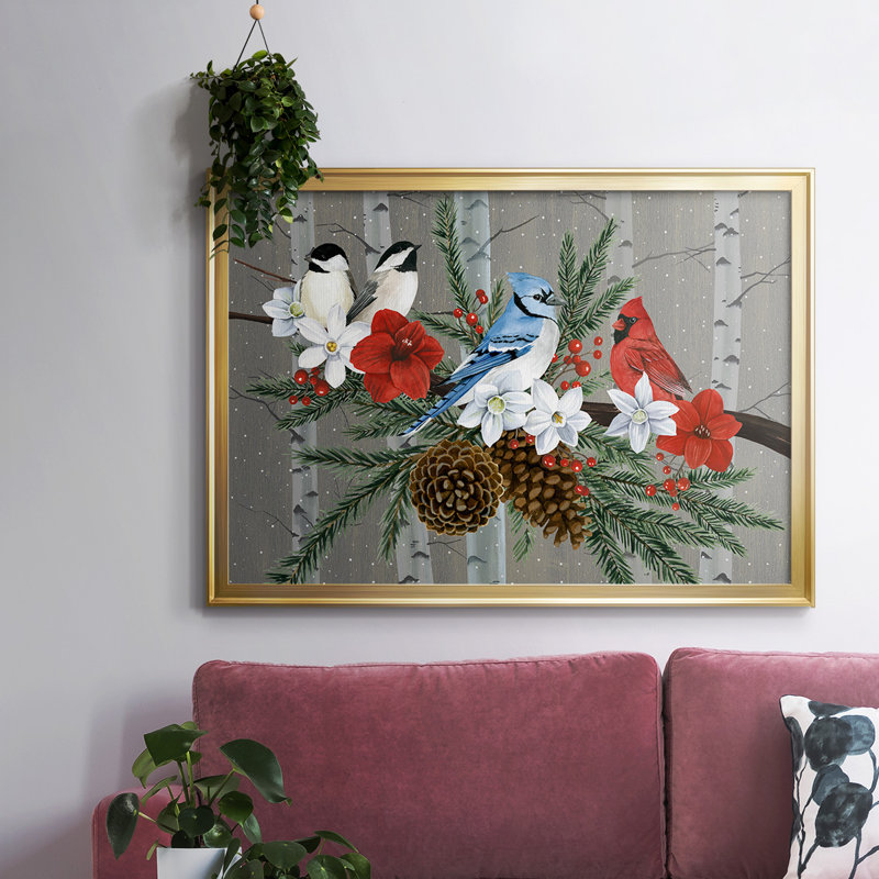 Collection Birch Birds, toile tendue avec châssis en A - 2745715, Or, H 26 po x l 38 po x P 1,5 po