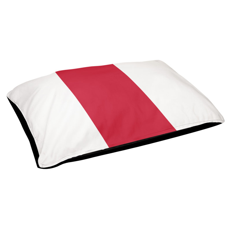 Coussin Houston, Petit (l 28 po x P 18 po x H 6 po), Blanc / Rouge