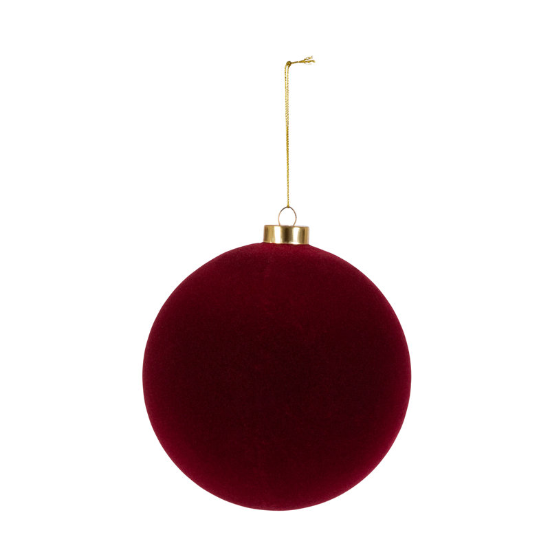 Burgundy Flocked Ornament, 6" H x 5.75" W x 5.75" D, Red