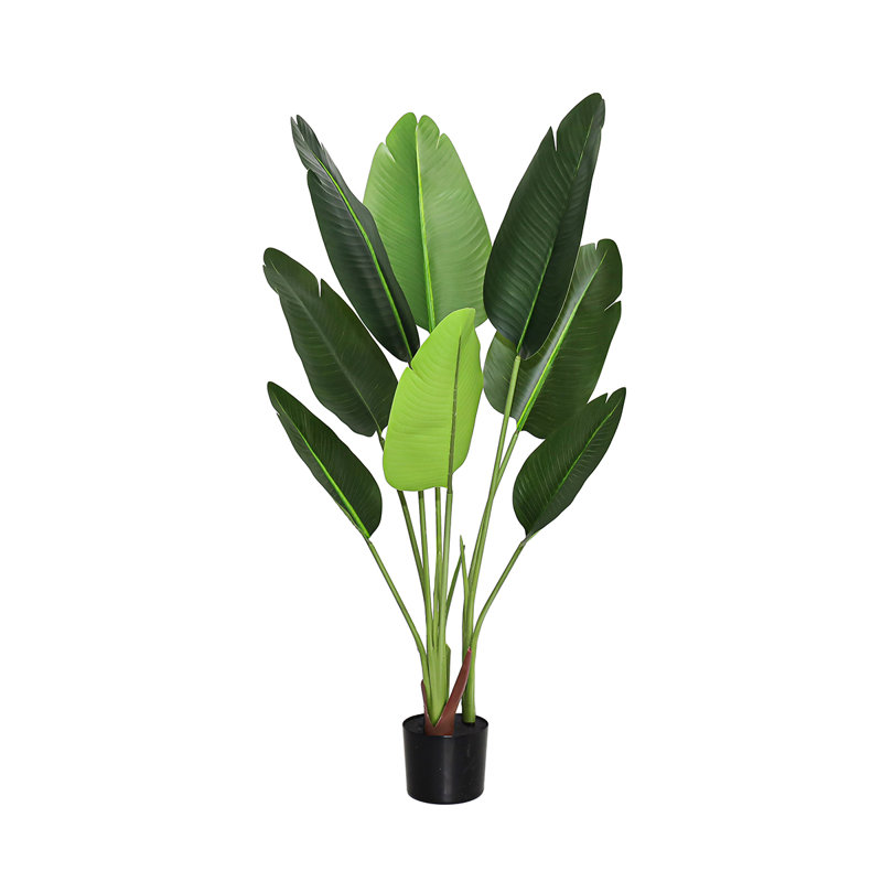 4ft Real Touch Artificial Travelers Palm Tree Plant in Black Pot