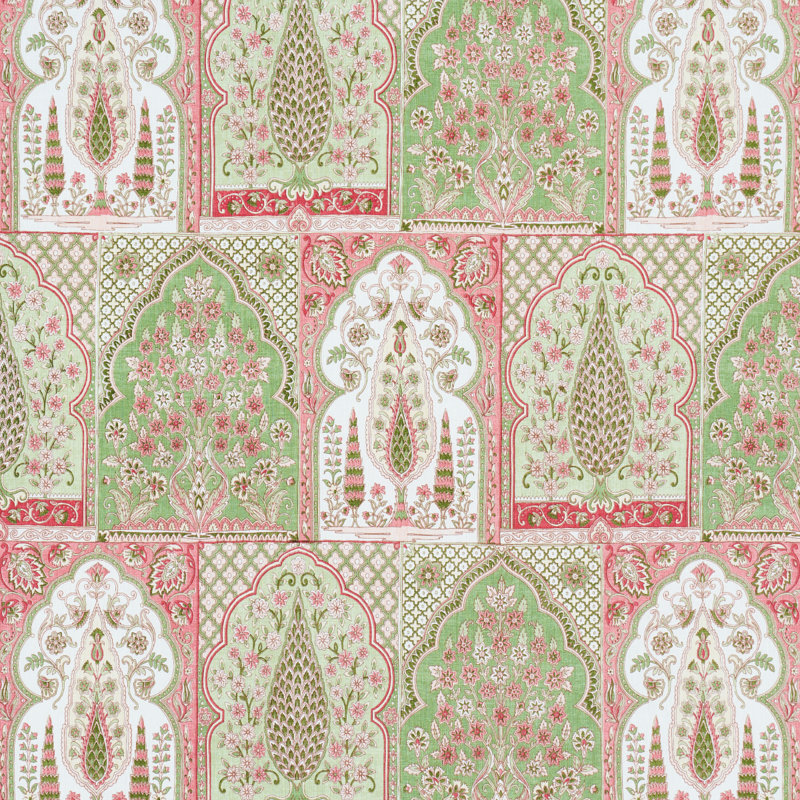 Barra Palace Fabric, Pink/Green