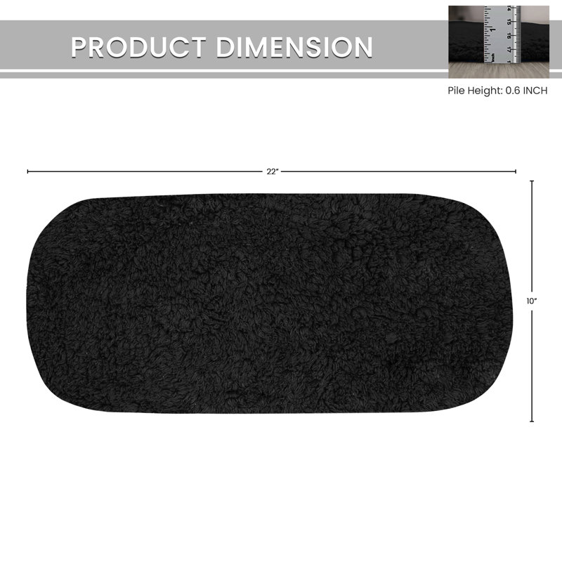 Tapis pour salle de bain Dobrinka, Noir, 10 po x 22 po (couvercle de réservoir)