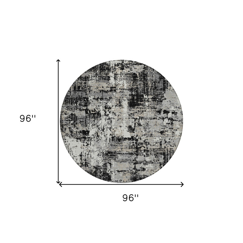 Tapis rond noir et gris 8 po