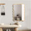 Miroir rectangulaire ondulé en bois massif - bois naturel - miroir moderne 40 po x 28 po pour salle de bain, chambre à coucher, salon, salle à manger, vestiaire, vestibule-1330330143