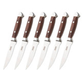 Viking Steakhouse Pakka Wood 6-Piece Steak Knife Set with Wooden Box