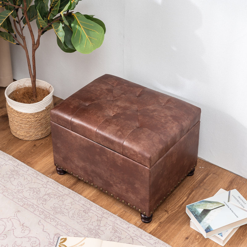 Milana Upholstered Ottoman, Milana Coffee Faux Leather