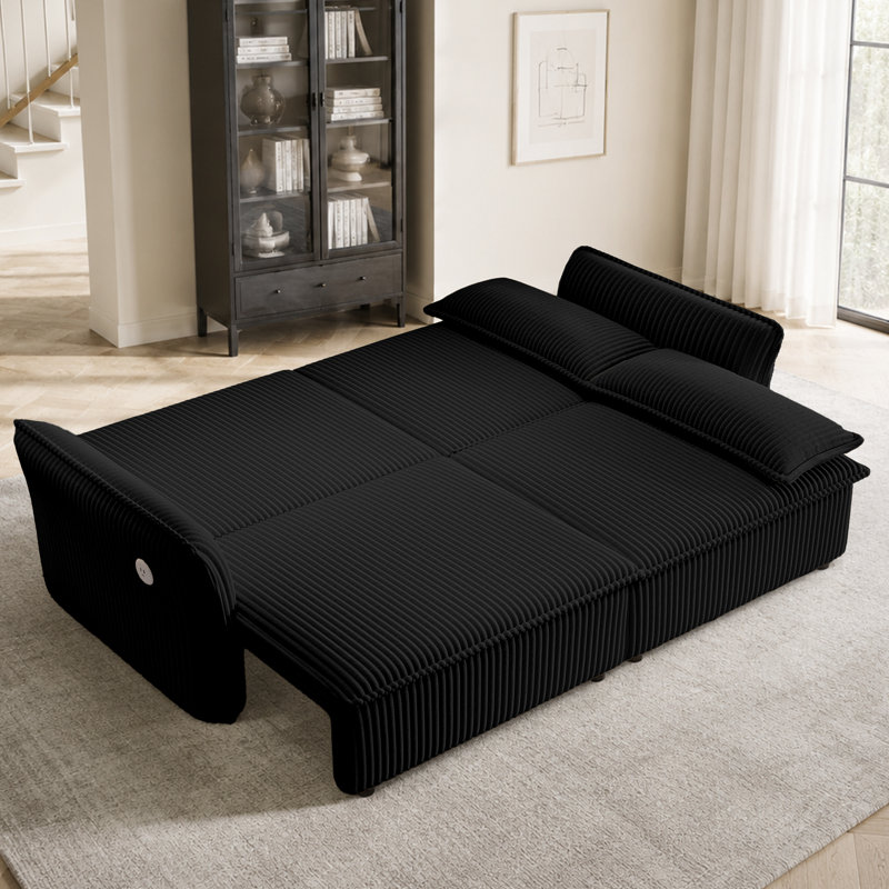Canapé-lit 85 po Corduroy, Black