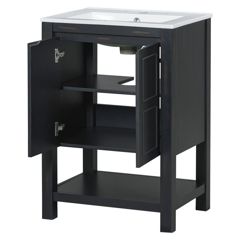 Petit meuble-lavabo avec lavabo en céramique