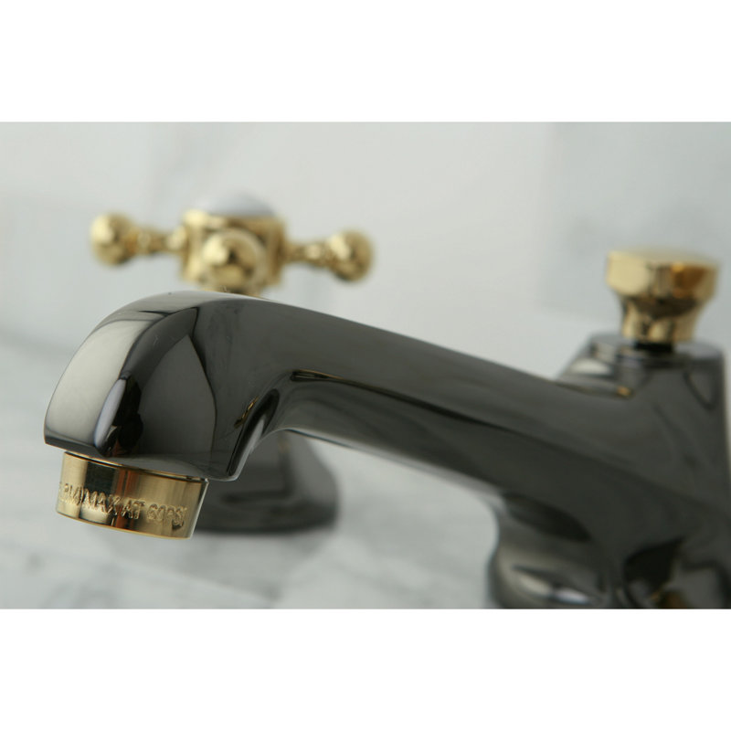 Robinet de salle de bain espacé à deux poignées à fixation sur comptoir à 3 trous avec bonde escamotable en laiton Kingston